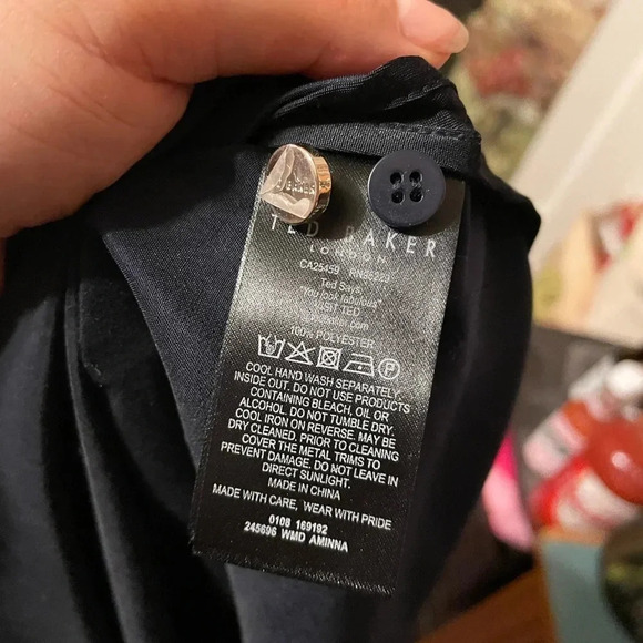 TED BAKER AMINNA LONG SLEEVE MIDNIGHT BLUE MIDI DRESS - Picture 5 of 7